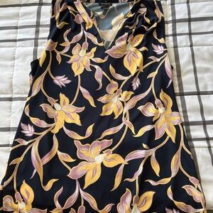 Ann Taylor Floral Sleeveless Top with Yellow Pink Design Whimsical fairy‎